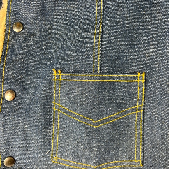 Vintage Olympic of Canada Sherpa Lined Blue Denim Vest w/ Tan Lining Made in CA - Picture 10 of 10